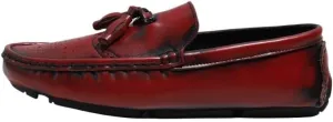 Men's Square Toe Brogue Loafers - Embossed Wingtips with Tassel, Slip-Resistant Driving Shoes, Flexible Flat Heel for Outdoor & Fashion