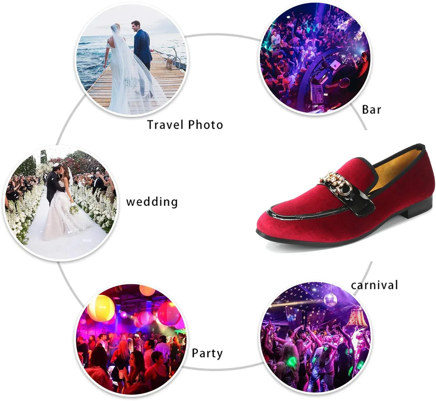 Men's Velvet Loafers,Mens Dress Shoes with Gold Chain, Slip On Flats Smoking Slippers Penny Shoes for Men