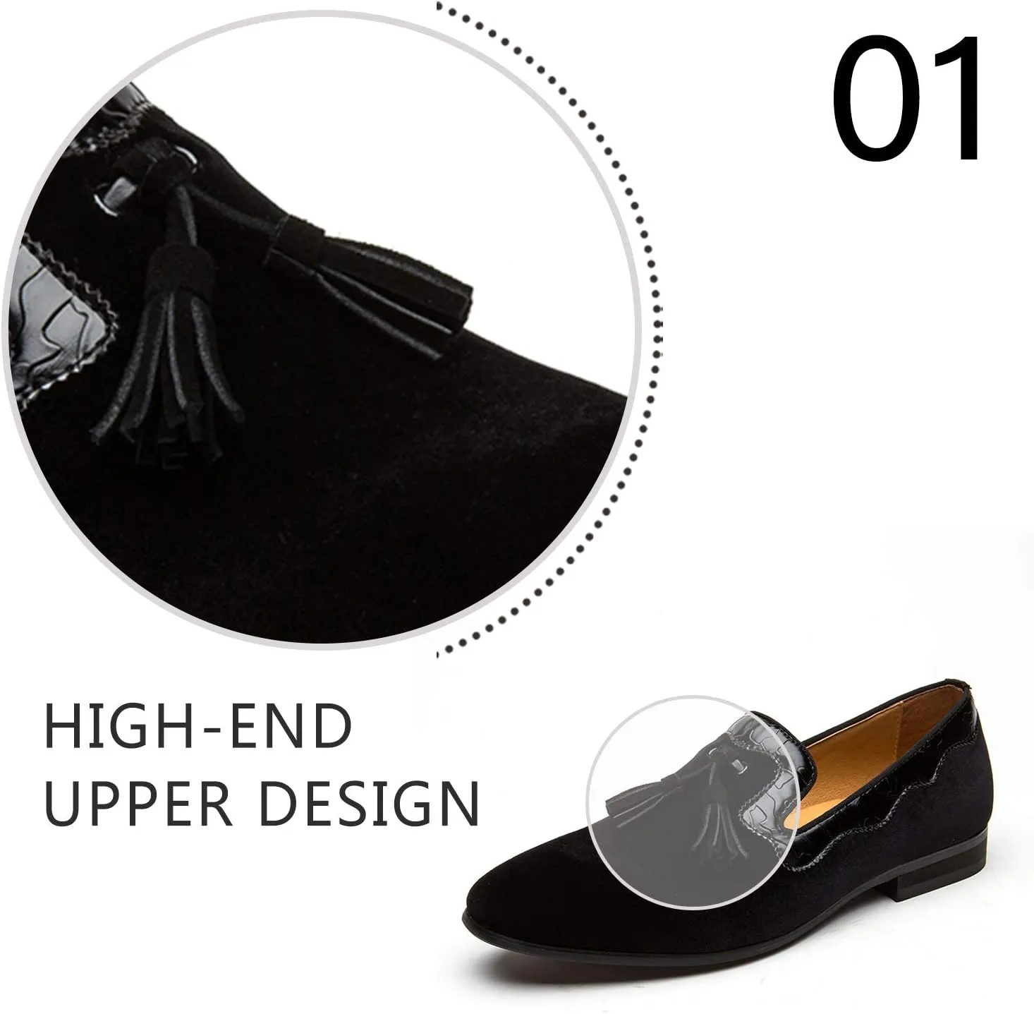 Men's Vintage Velvet Embroidery Noble Loafer Shoes Slip-on Loafer Smoking Slipper Tassel Loafer