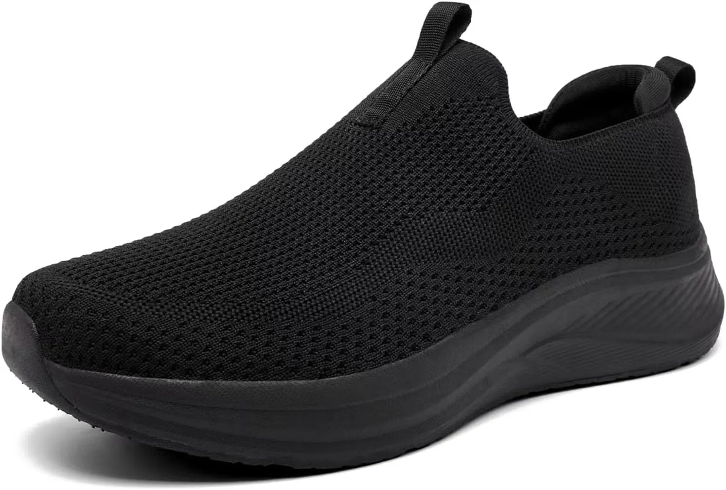 Men's Wide Non-Slip Walking Shoes Lightweight Breathable Knit Casual Sneakers Slip On Athletic Shoes Ultra Comfort Durable