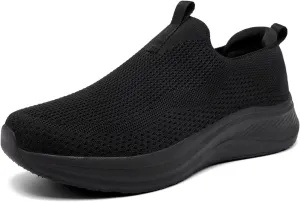 Men's Wide Non-Slip Walking Shoes Lightweight Breathable Knit Casual Sneakers Slip On Athletic Shoes Ultra Comfort Durable
