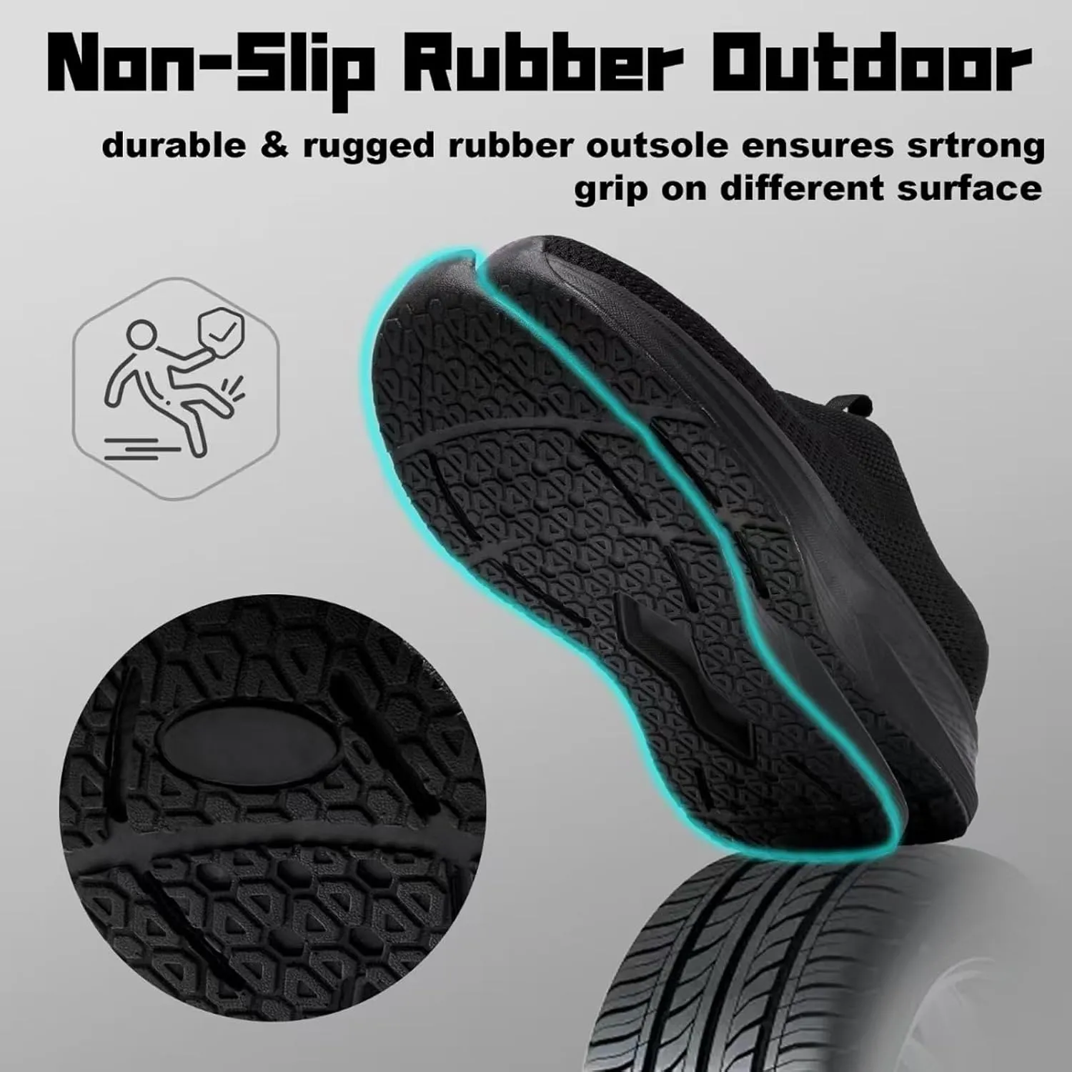 Men's Wide Non-Slip Walking Shoes Lightweight Breathable Knit Casual Sneakers Slip On Athletic Shoes Ultra Comfort Durable