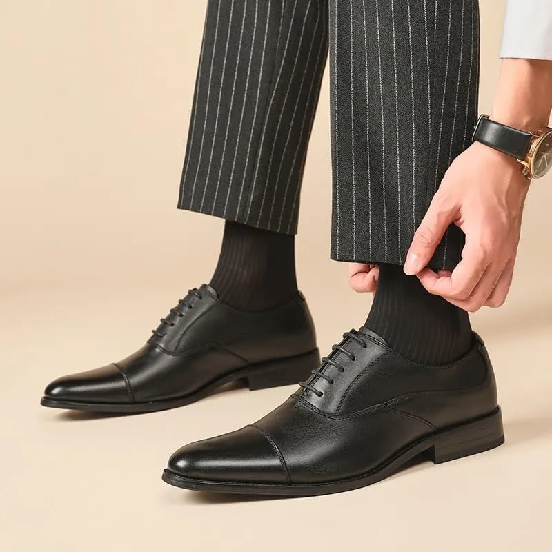 Men's Wooden Heel Sole Business Formal British Leather Shoes Oxford Shoes Pointed Toe Breathable Comfortable Interior Suitable Wedding(White-Patch Five-Pointed star4,8.5)