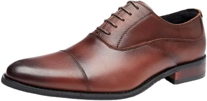 Men's Wooden Heel Sole Business Formal British Leather Shoes Oxford Shoes Pointed Toe Breathable Comfortable Interior Suitable Wedding(White-Patch Five-Pointed star4,8.5)