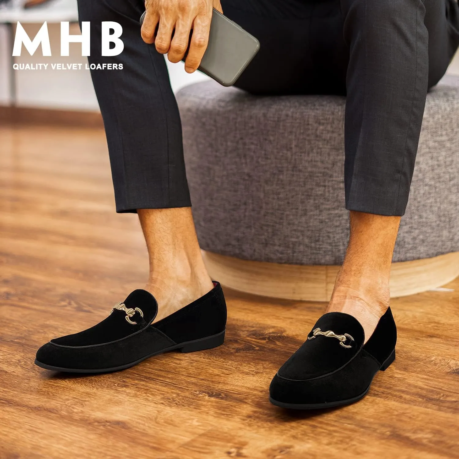 MHB Men's Multiple Colors Velvet Loafer Slip-on Tuxedo Dress Shoes Glitter Suede Smoking Slipper