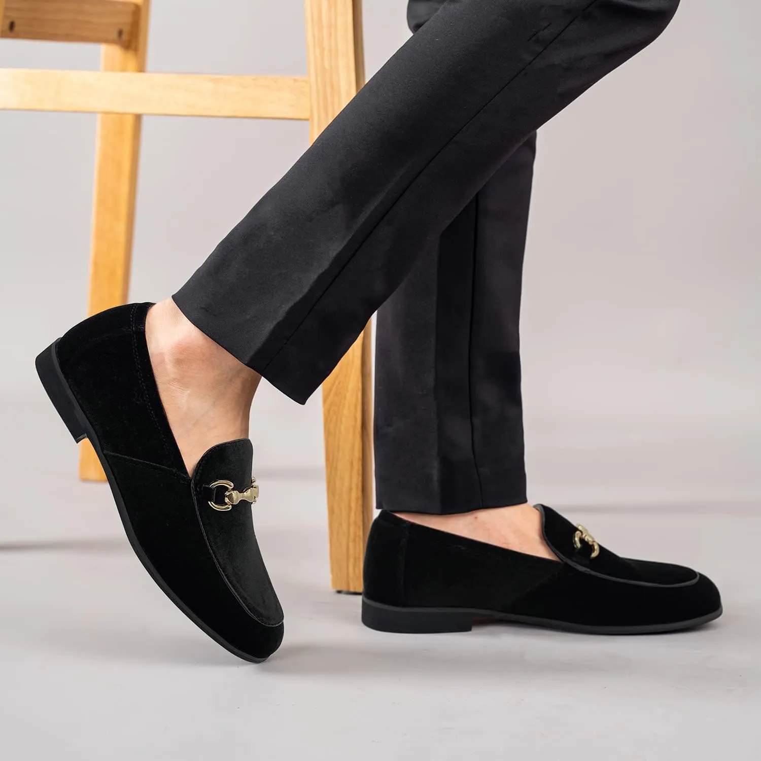 MHB Men's Multiple Colors Velvet Loafer Slip-on Tuxedo Dress Shoes Glitter Suede Smoking Slipper