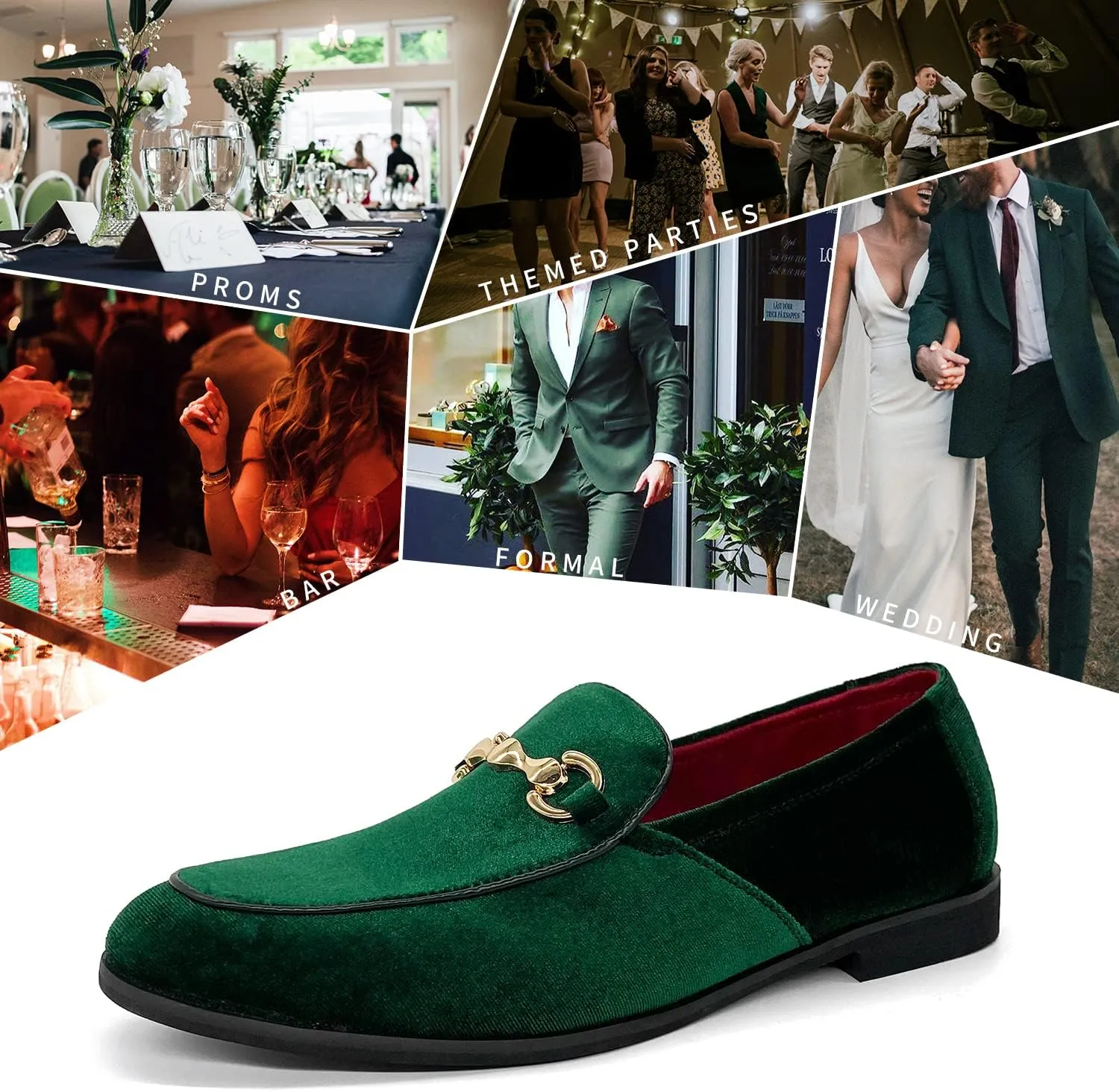 MHB Men's Multiple Colors Velvet Loafer Slip-on Tuxedo Dress Shoes Glitter Suede Smoking Slipper