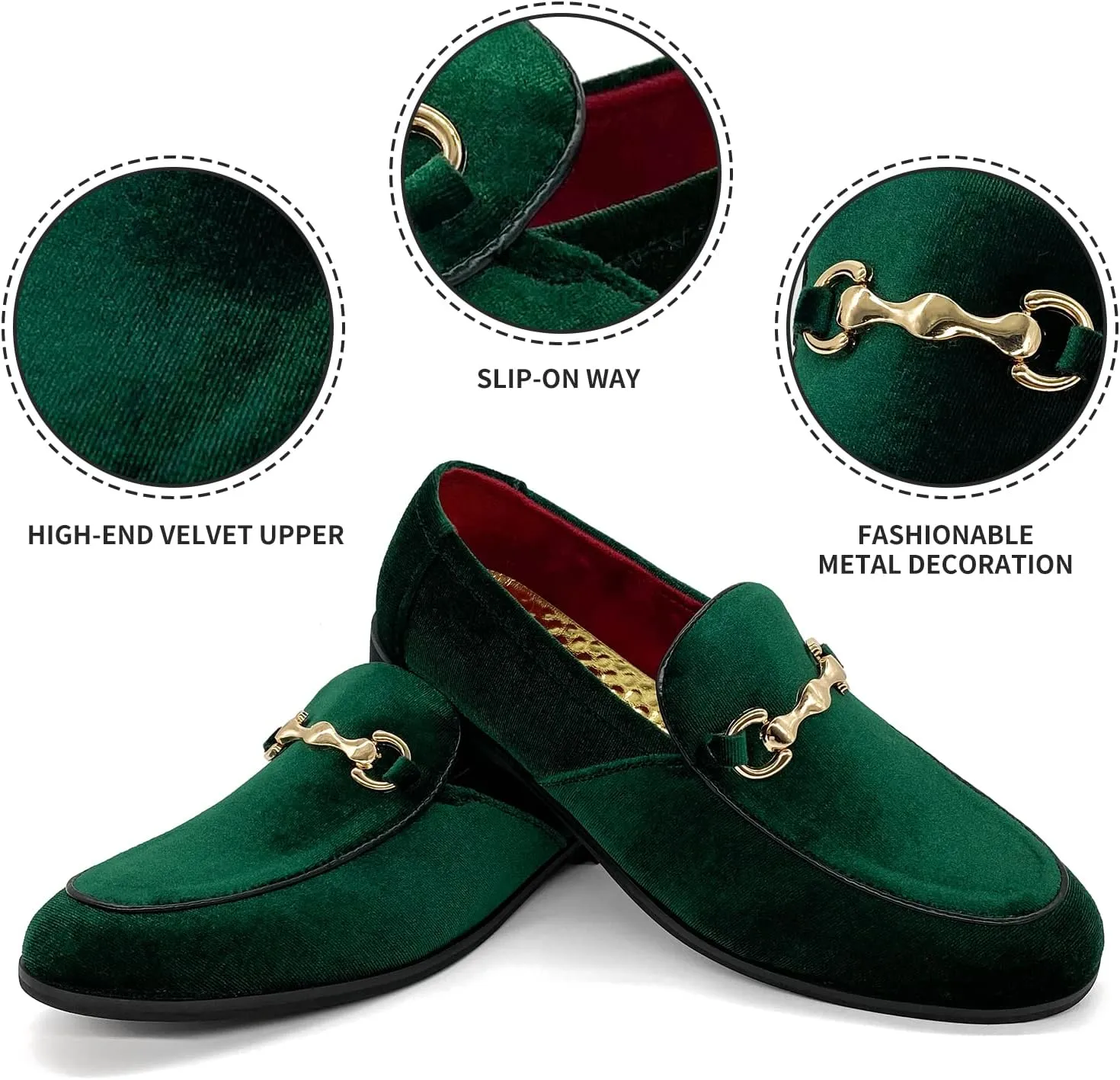 MHB Men's Multiple Colors Velvet Loafer Slip-on Tuxedo Dress Shoes Glitter Suede Smoking Slipper
