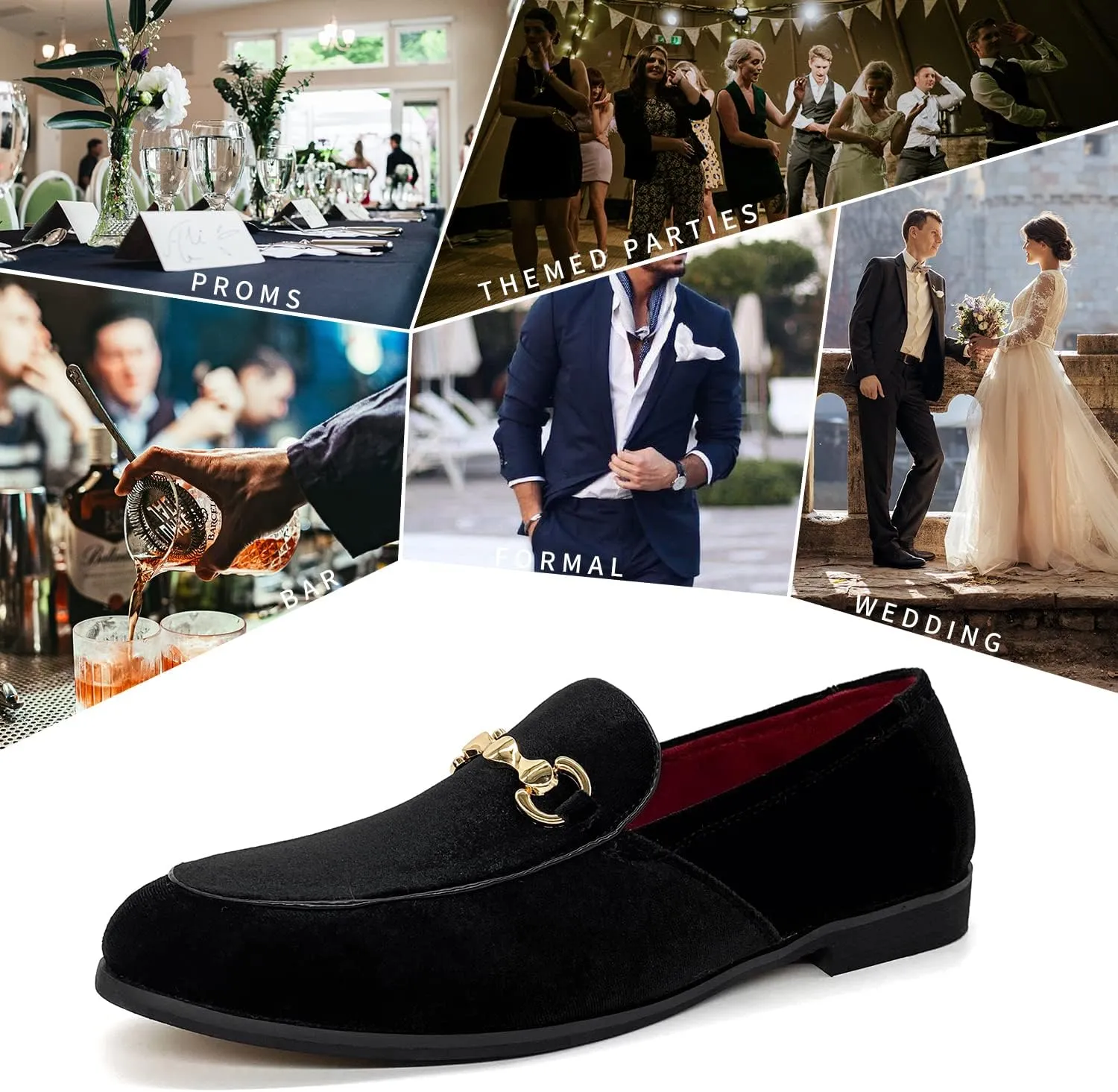 MHB Men's Multiple Colors Velvet Loafer Slip-on Tuxedo Dress Shoes Glitter Suede Smoking Slipper