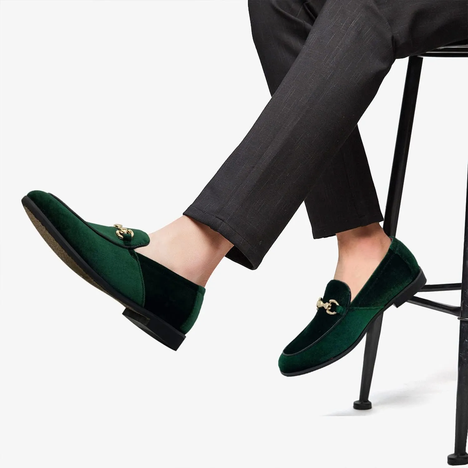 MHB Men's Multiple Colors Velvet Loafer Slip-on Tuxedo Dress Shoes Glitter Suede Smoking Slipper