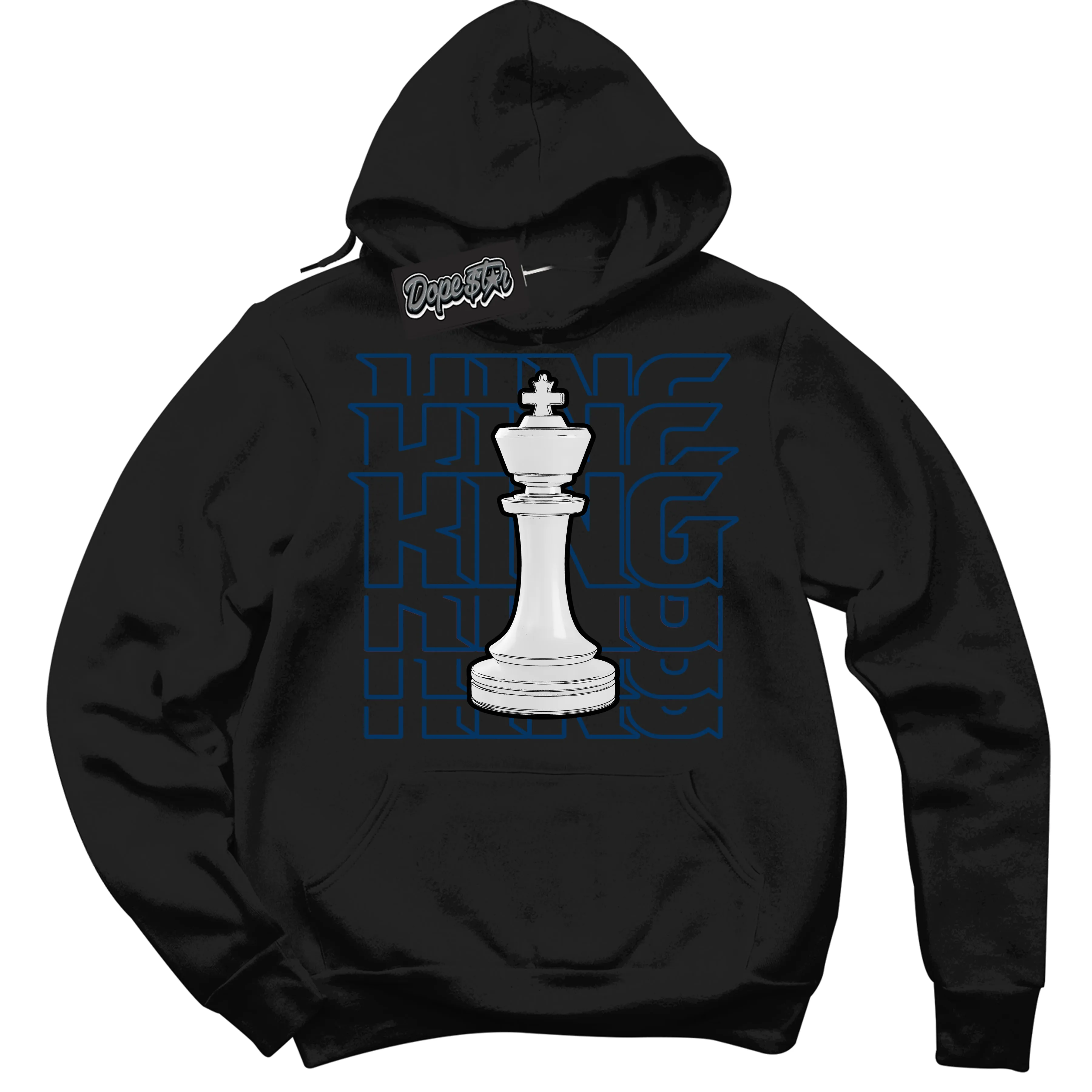 Midnight Navy 1s Sneaker Hoodie King Chess Graphic