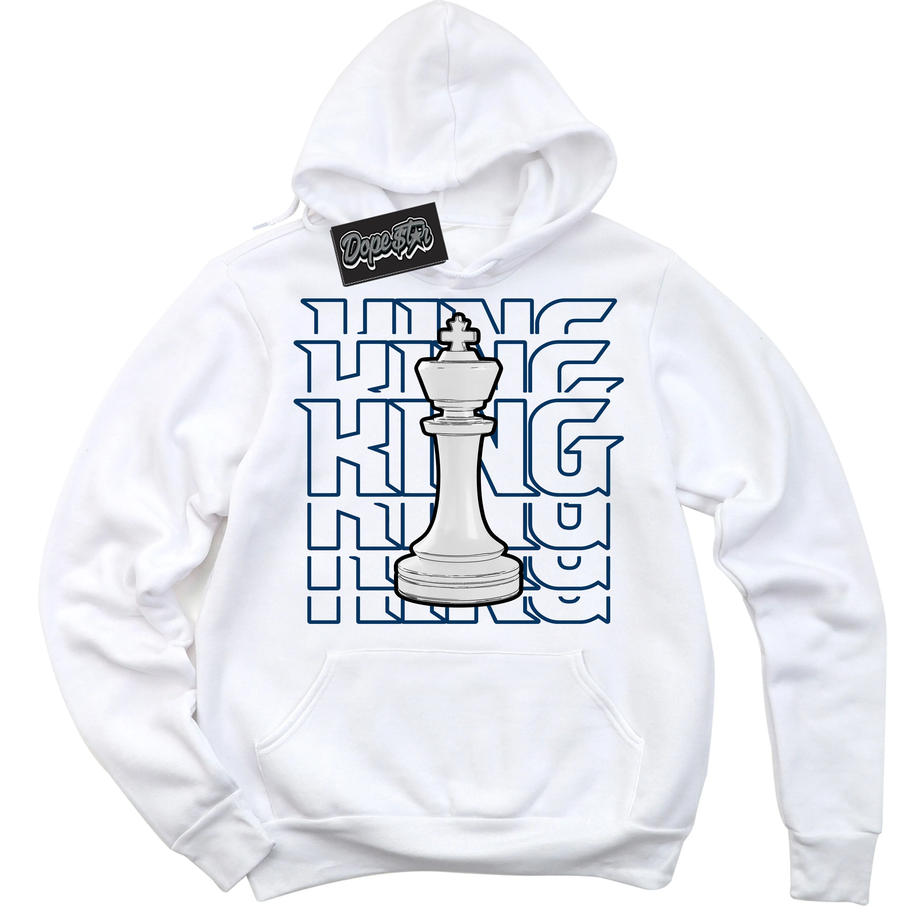 Midnight Navy 1s Sneaker Hoodie King Chess Graphic