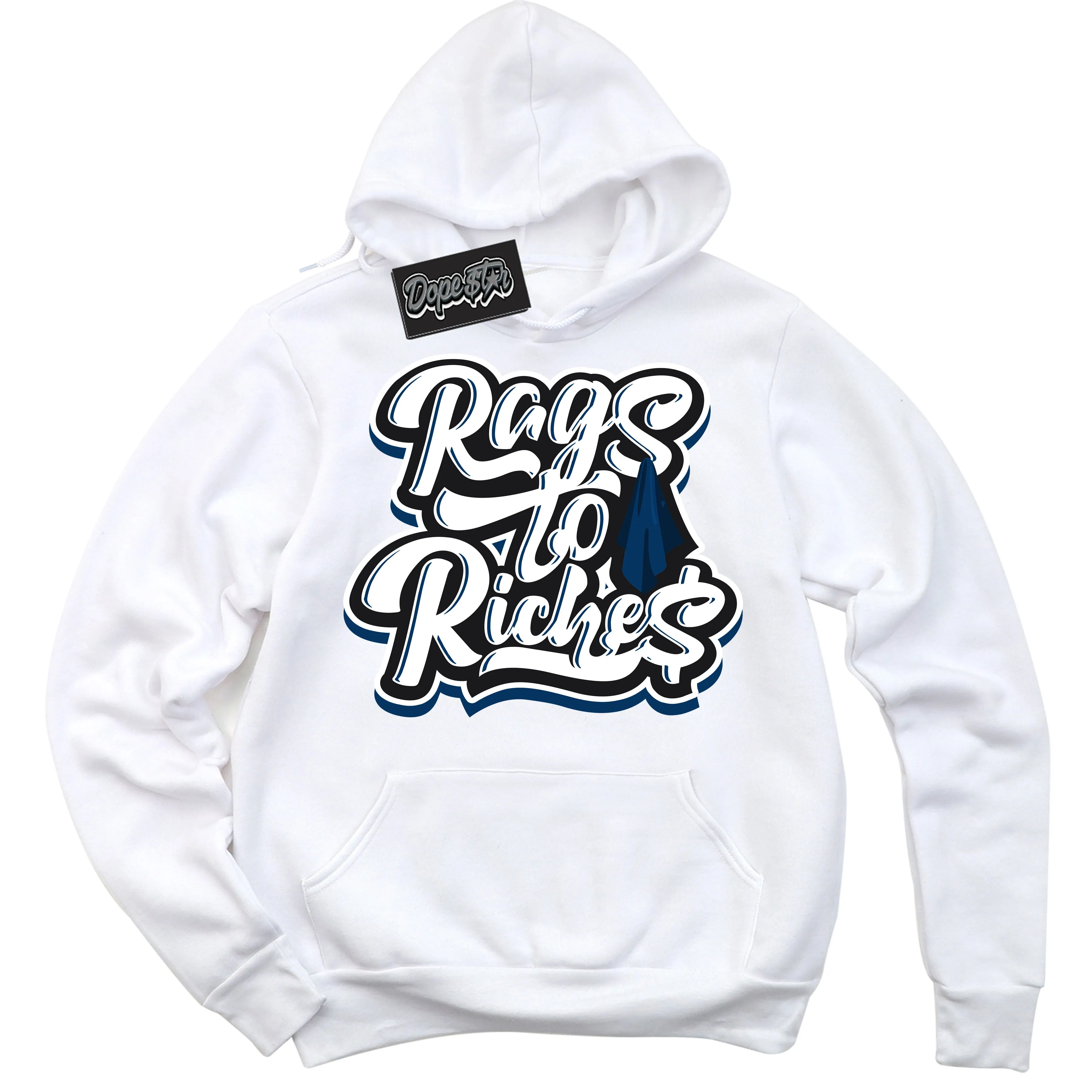 Midnight Navy 1s Sneaker Hoodie Rags To Riches Graphic