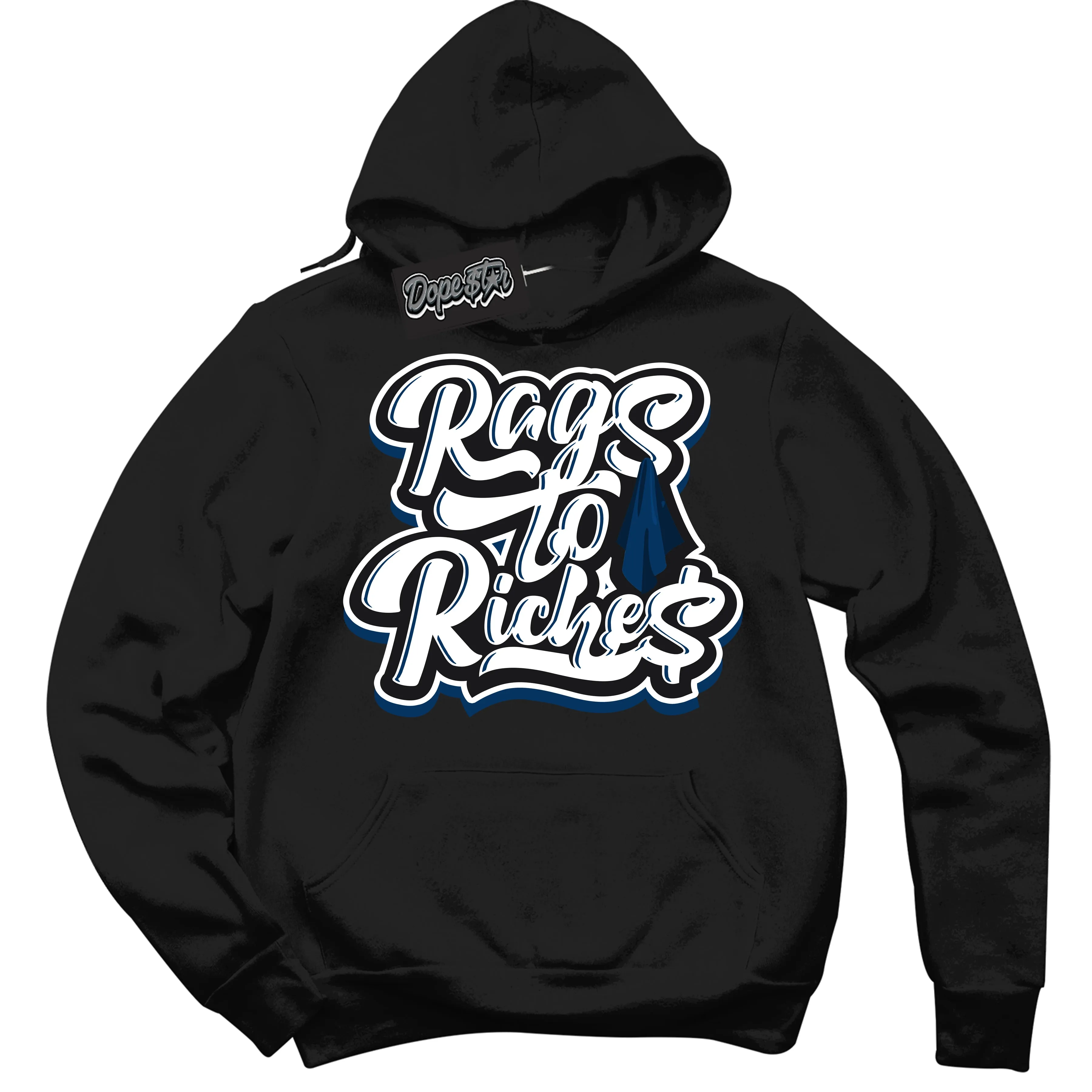 Midnight Navy 1s Sneaker Hoodie Rags To Riches Graphic
