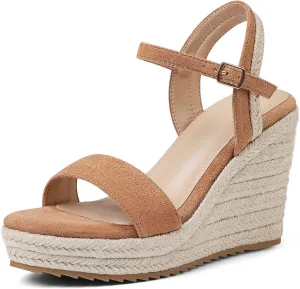 mikarka Women's Espadrille Wedge Sandals: Ankle Strap Platform Open Toe Wedges - Stylish High Heel Dressy Summer Wedges for Women, Inspired by Espadrilles