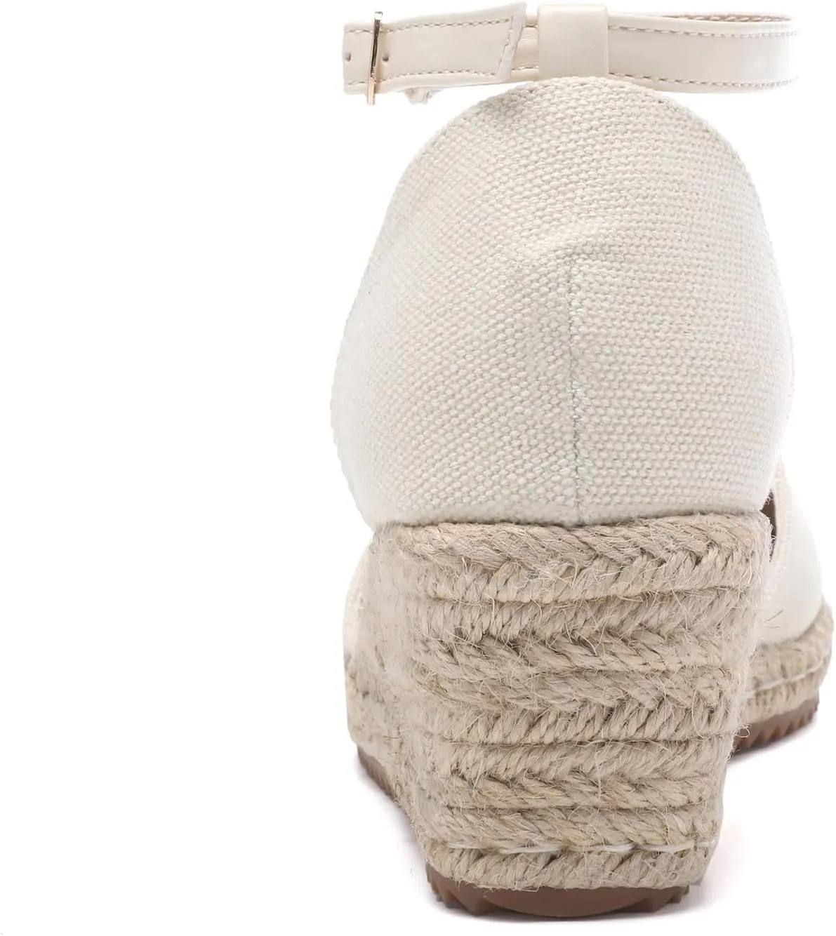 Mintzice Women's Closed Toe Solid Cross Vamp Ankle Strap Espadrille Wedge Sandals