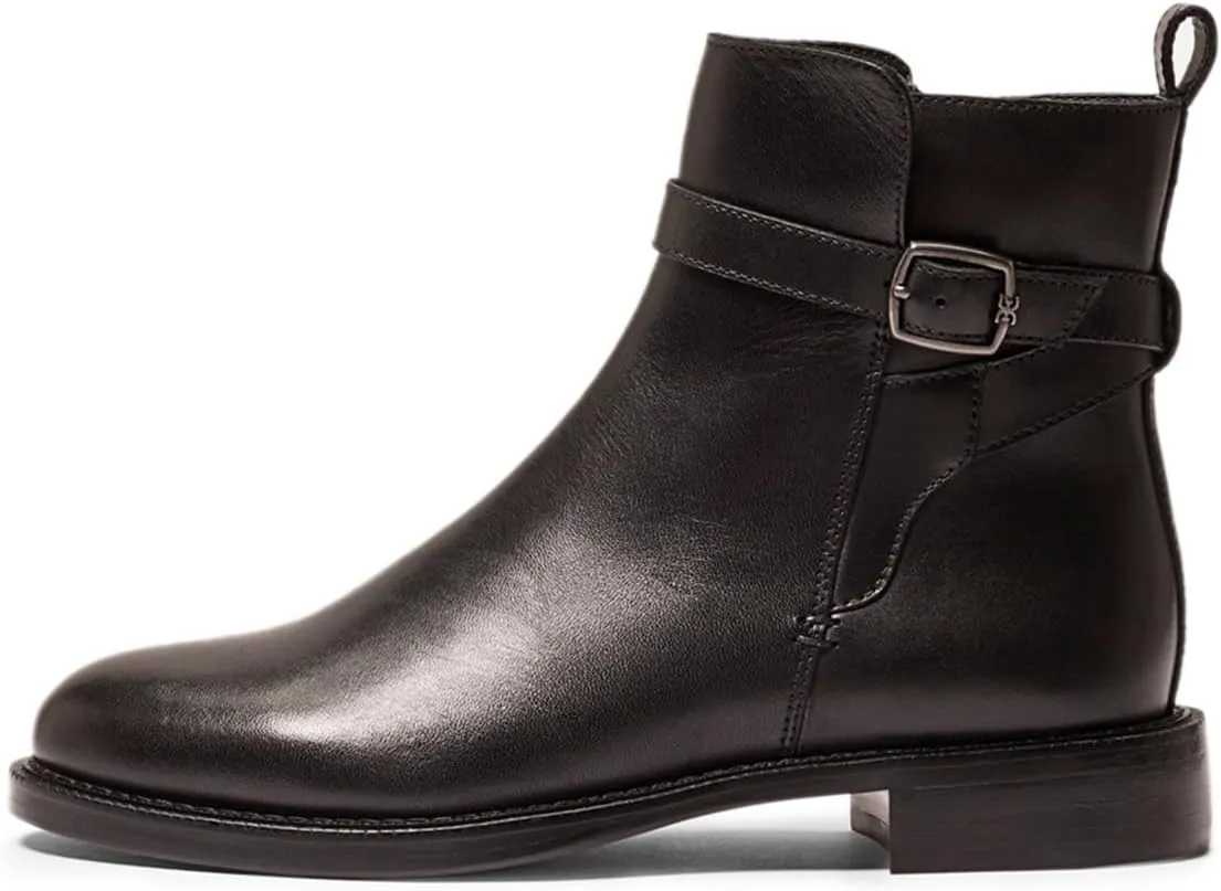 miss left Women Classic Cross Strappy Ankle Boots Closed Round Toe Side Zipper Flat Short Booties Trendy Winter Daily Wear Shoes Size 4-16 US