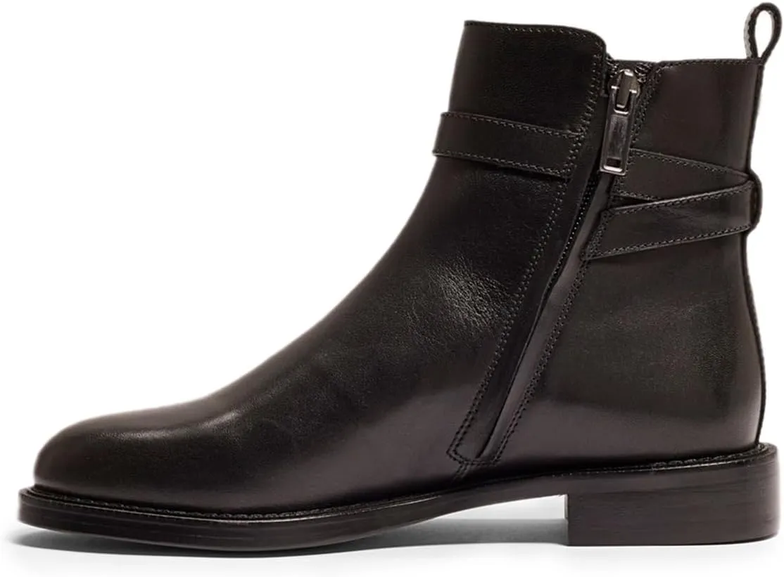 miss left Women Classic Cross Strappy Ankle Boots Closed Round Toe Side Zipper Flat Short Booties Trendy Winter Daily Wear Shoes Size 4-16 US