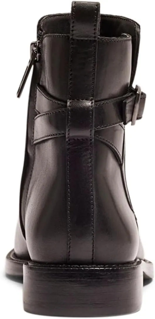 miss left Women Classic Cross Strappy Ankle Boots Closed Round Toe Side Zipper Flat Short Booties Trendy Winter Daily Wear Shoes Size 4-16 US