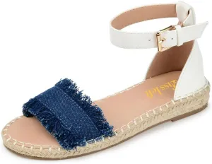 miss left Women Comfort Open Round Toe Espadrille Wedge Sandals Fringy Strap Buckles Low Heeled Shoes for Summer Holiday Beach Seaside Size 4-16 US