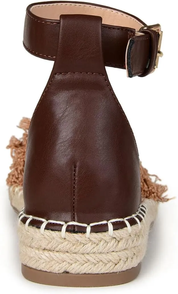 miss left Women Comfort Open Round Toe Espadrille Wedge Sandals Fringy Strap Buckles Low Heeled Shoes for Summer Holiday Beach Seaside Size 4-16 US