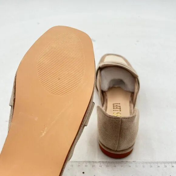 MISS LEFT Women Vintage Closed Square Toe D'Orsay Flats Slip On Low Thick Heels