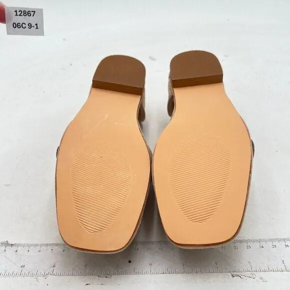 MISS LEFT Women Vintage Closed Square Toe D'Orsay Flats Slip On Low Thick Heels