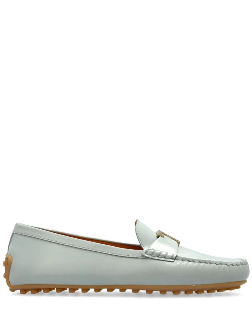 Moccasin-Style Flat Shoes With Flexible Rubber Sole