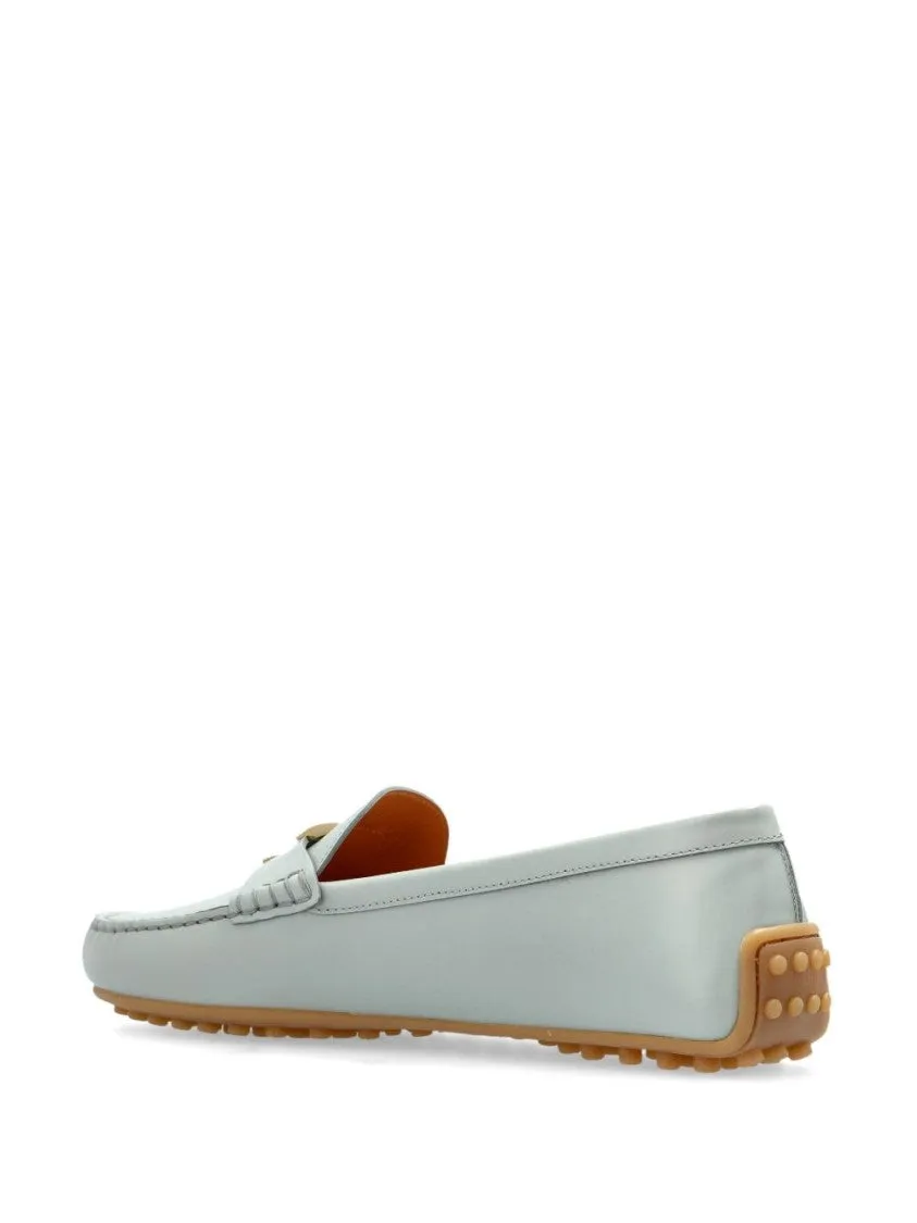 Moccasin-Style Flat Shoes With Flexible Rubber Sole