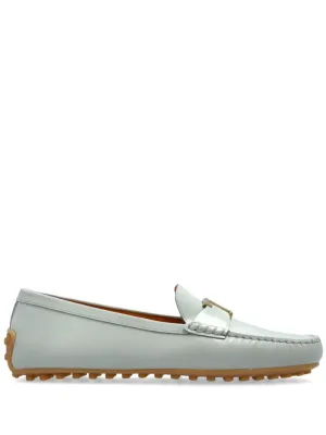 Moccasin-Style Flat Shoes With Flexible Rubber Sole