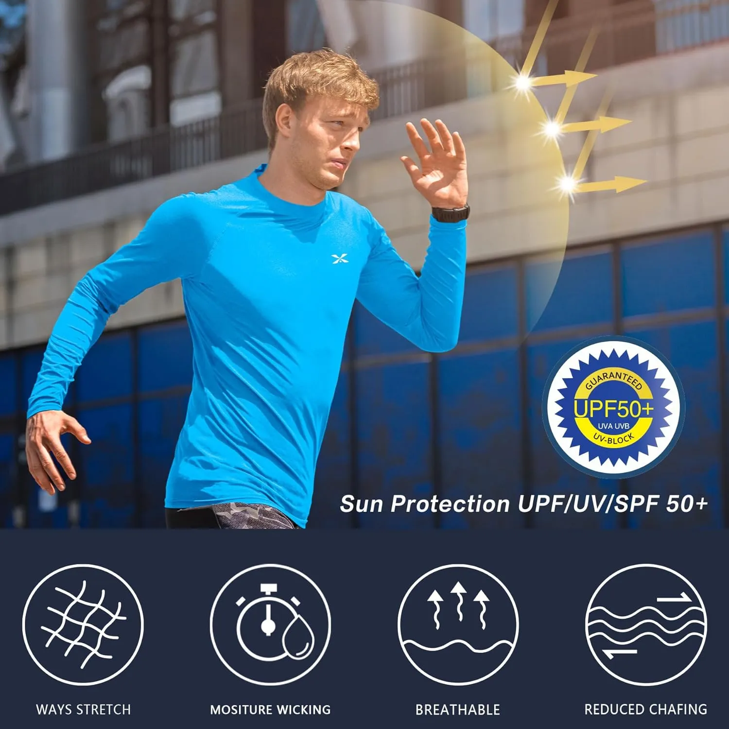 MOHEEN Men's Long Sleeve Rashguard UPF 50  Sun Shirts Quick Dry Hiking Fishing Swim T-Shirt M-3XL