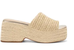 Monrovia Platform Sandals for Women, Wedge Espadrille Slides with Raffia Straw, Comfortable Brown Summer Sandals for Beach, Walking, Camping, Vacation