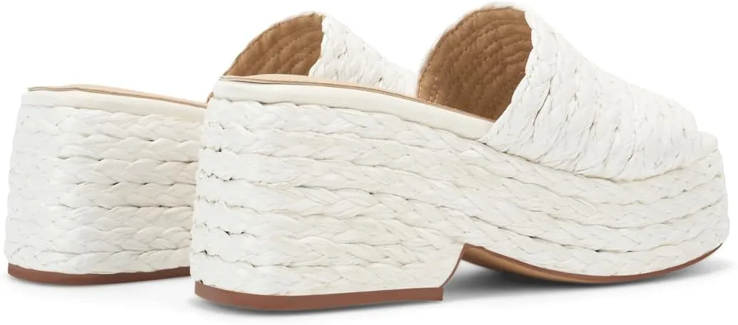 Monrovia Platform Sandals for Women, Wedge Espadrille Slides with Raffia Straw, Comfortable Brown Summer Sandals for Beach, Walking, Camping, Vacation