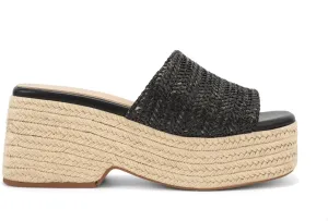 Monrovia Platform Sandals for Women, Wedge Espadrille Slides with Raffia Straw, Comfortable Brown Summer Sandals for Beach, Walking, Camping, Vacation