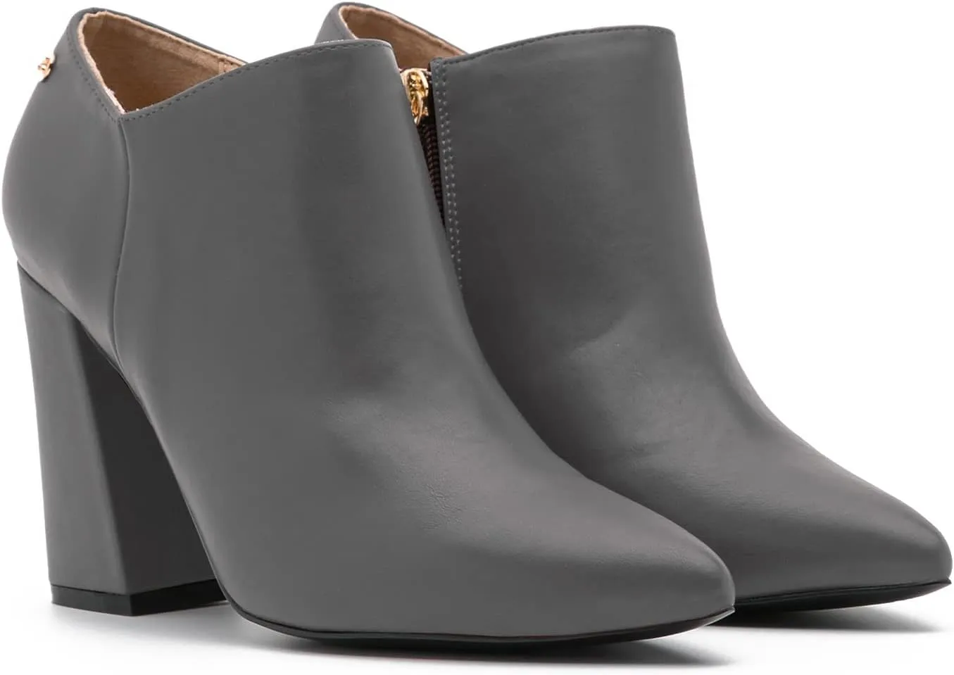 MOOMMO Women Chunky Block Heel Chelsea Ankle Boots Low Cut Zipper Pointed Closed Toe 3.5 Inch Short Booties Matte Leather Comfort Fall Winter Boot Formal Classic Office School Teacher Shoes 4-13 M US