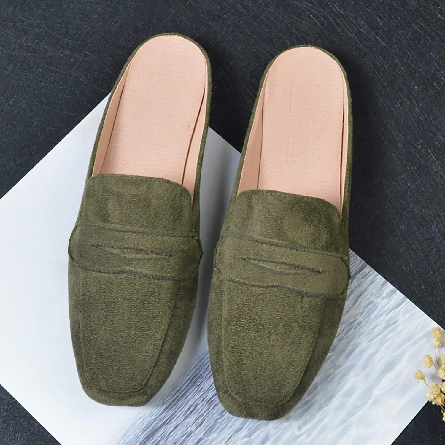 Mules for Women Comfort Dressy Flats Slip on Slides Loafers Backless Mules & Clogs Casual Dress Mules