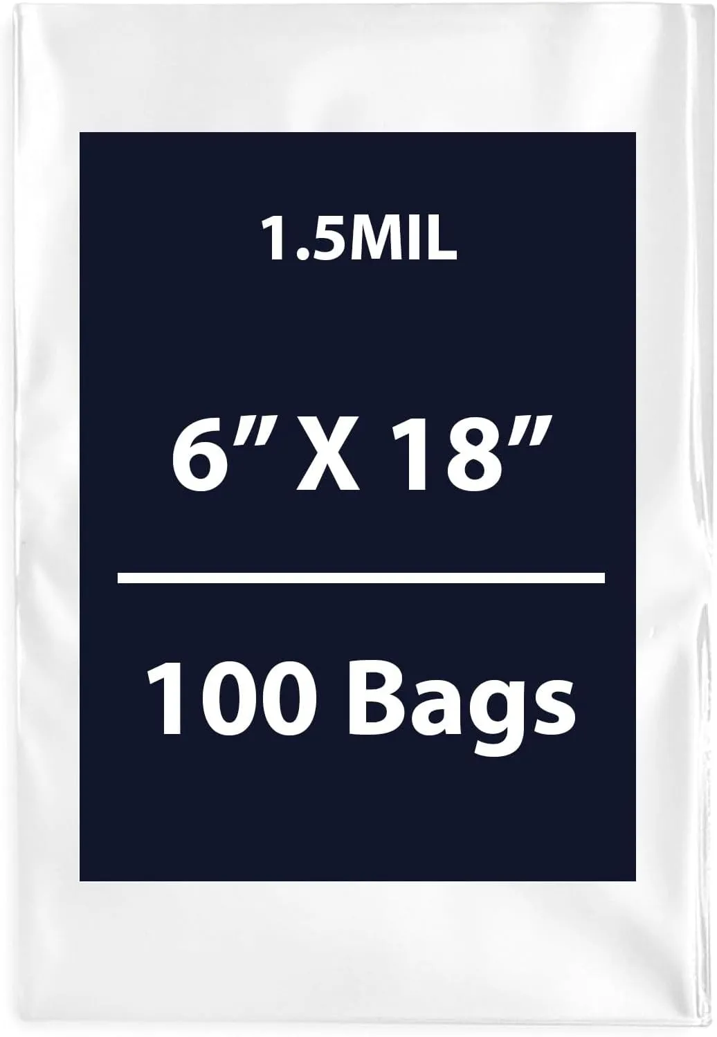 Multiple Sizes Clear Flat Poly Bags, 1.5Mil 6" X 18" & 100 Bags | Low-Density Polyethylene (LDPE), Flat Open Top Plastic Packaging Packing | Flexible and Durable Plastic Bags