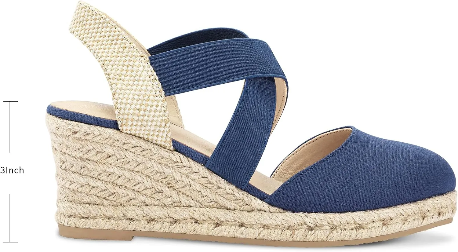 mysoft Women's Closed Toe Crisscross Elastic Ankle Strap Platform Espadrille Wedge Sandals