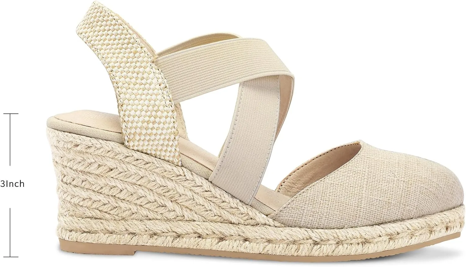 mysoft Women's Closed Toe Crisscross Elastic Ankle Strap Platform Espadrille Wedge Sandals