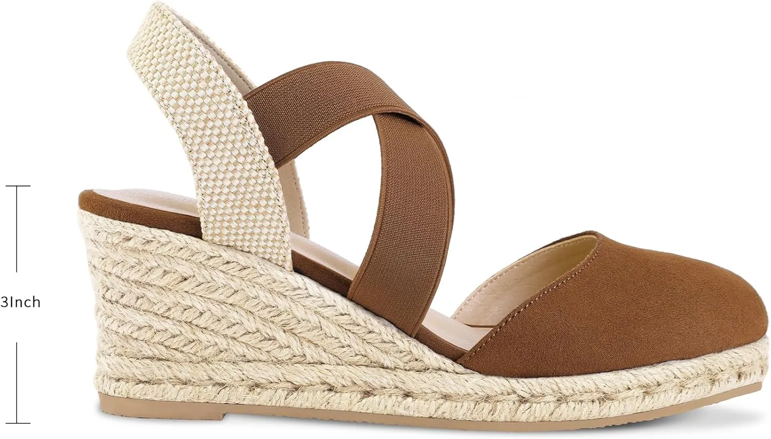 mysoft Women's Closed Toe Crisscross Elastic Ankle Strap Platform Espadrille Wedge Sandals