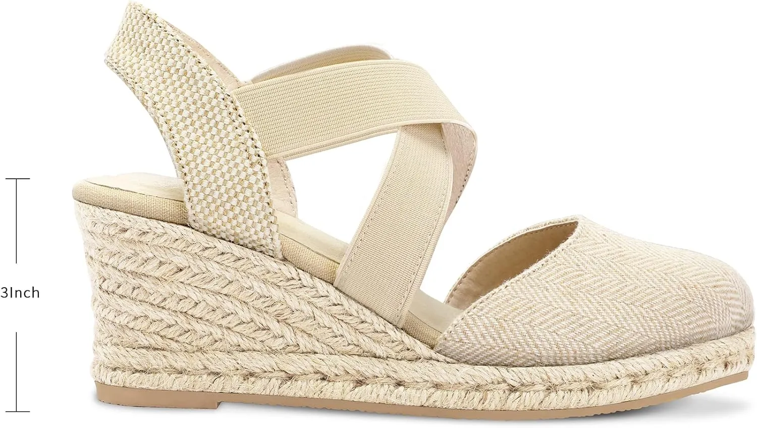 mysoft Women's Closed Toe Crisscross Elastic Ankle Strap Platform Espadrille Wedge Sandals