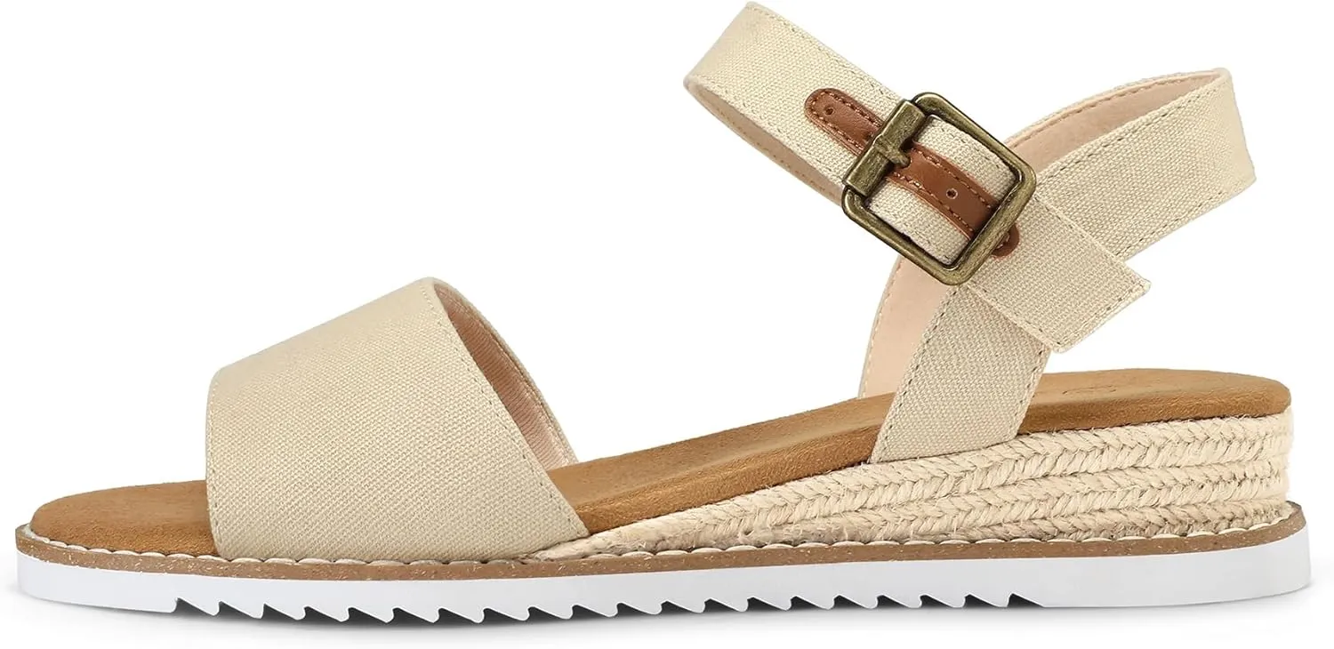 mysoft Women's Comfortable Wedge Sandals Casual Espadrilles Ankle Strap Open Toe Walking Summer Shoes