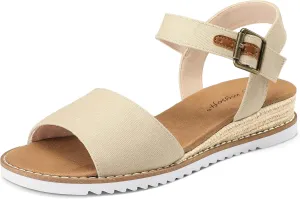 mysoft Women's Comfortable Wedge Sandals Casual Espadrilles Ankle Strap Open Toe Walking Summer Shoes