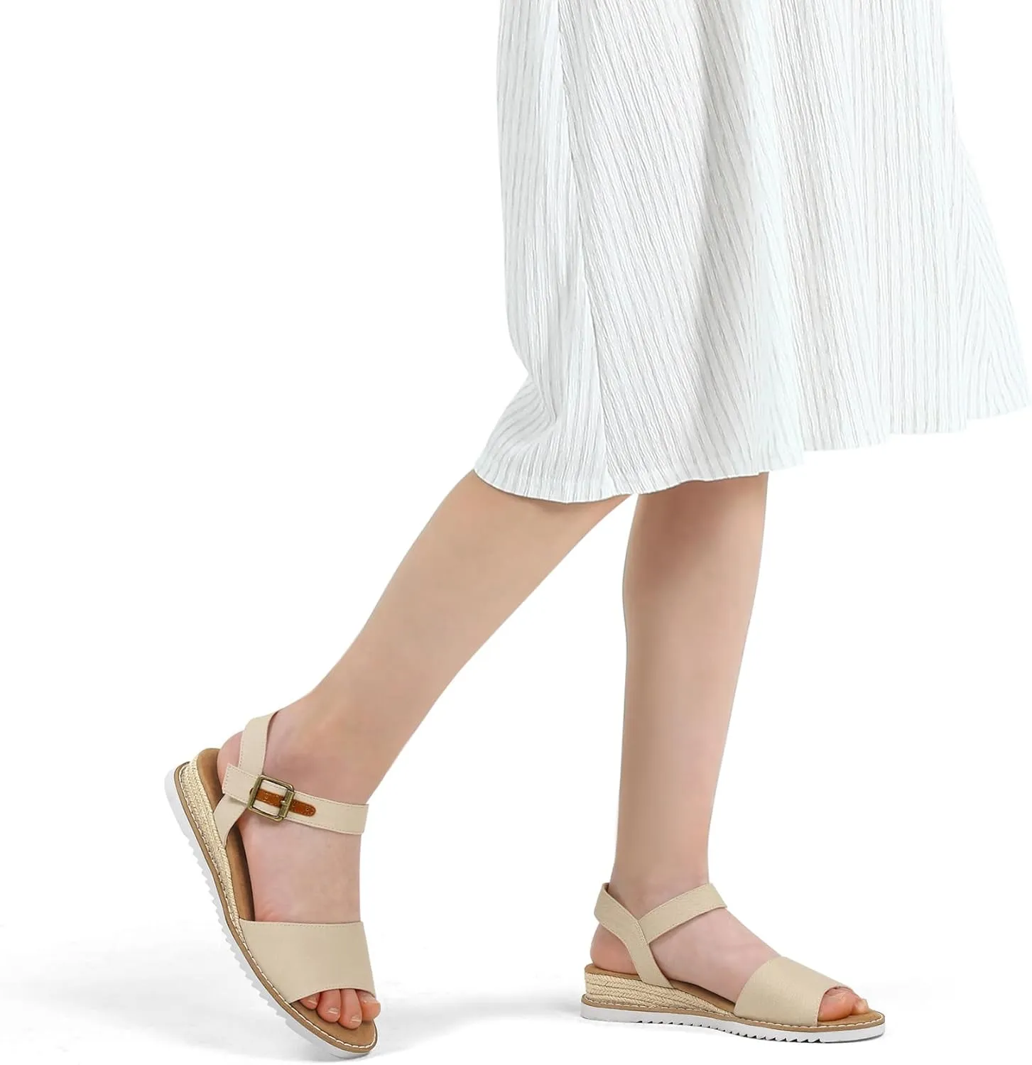 mysoft Women's Comfortable Wedge Sandals Casual Espadrilles Ankle Strap Open Toe Walking Summer Shoes