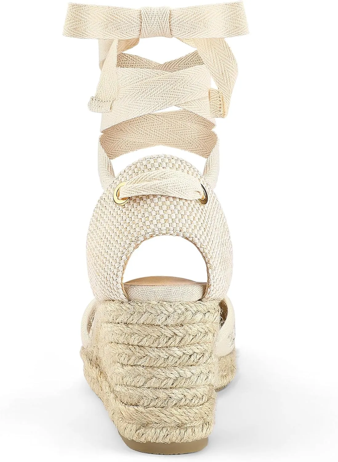 mysoft Women's Espadrille Platform Wedge Sandals Closed Toe Ankle Strap Lace up Summer Shoes