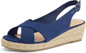 mysoft Women's Espadrille Sandals Low Wedge Platform Open Toe Slingback Ankle Strap Criss Cross Slip On Summer Shoes