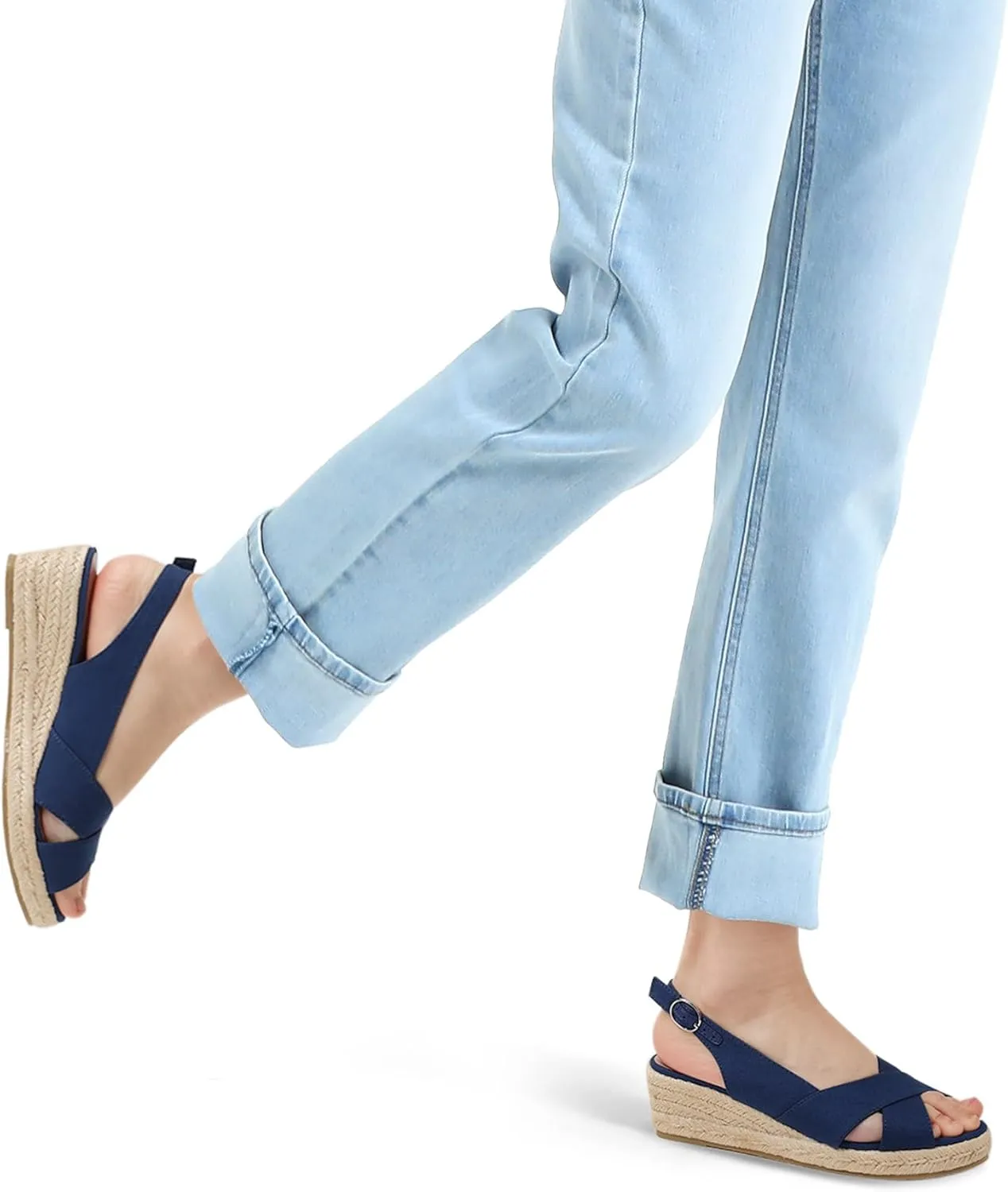 mysoft Women's Espadrille Sandals Low Wedge Platform Open Toe Slingback Ankle Strap Criss Cross Slip On Summer Shoes