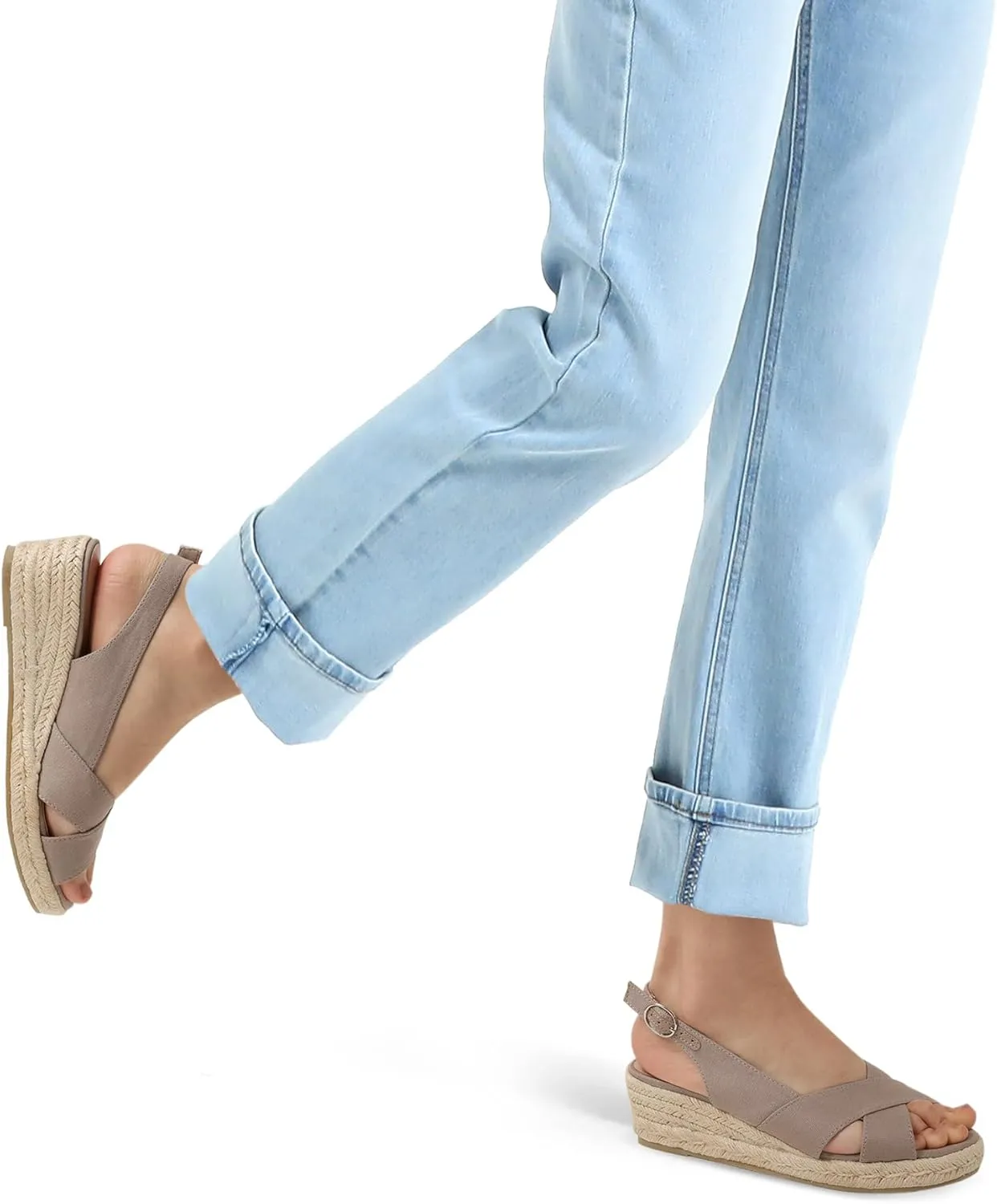 mysoft Women's Espadrille Sandals Low Wedge Platform Open Toe Slingback Ankle Strap Criss Cross Slip On Summer Shoes