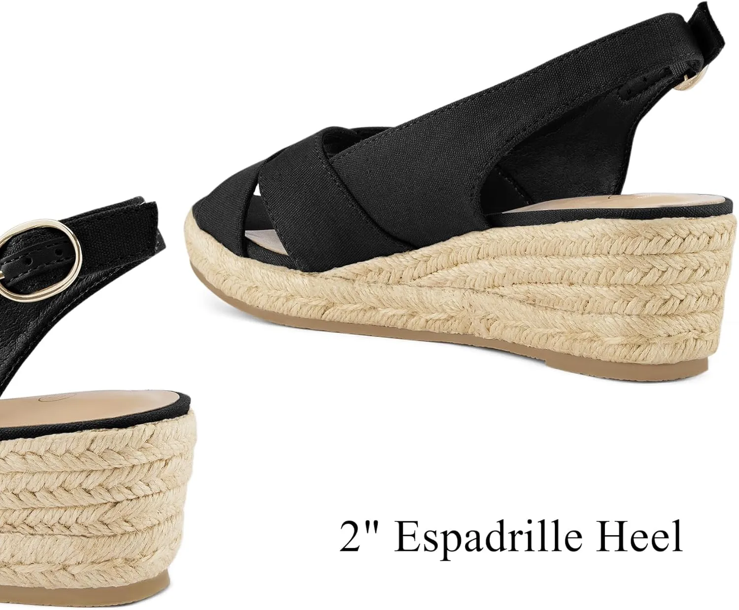 mysoft Women's Espadrille Sandals Low Wedge Platform Open Toe Slingback Ankle Strap Criss Cross Slip On Summer Shoes