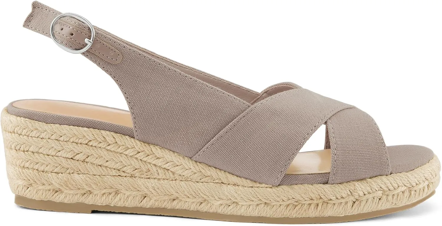 mysoft Women's Espadrille Sandals Low Wedge Platform Open Toe Slingback Ankle Strap Criss Cross Slip On Summer Shoes